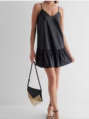 Elegant Faux Leather Babydoll Dress